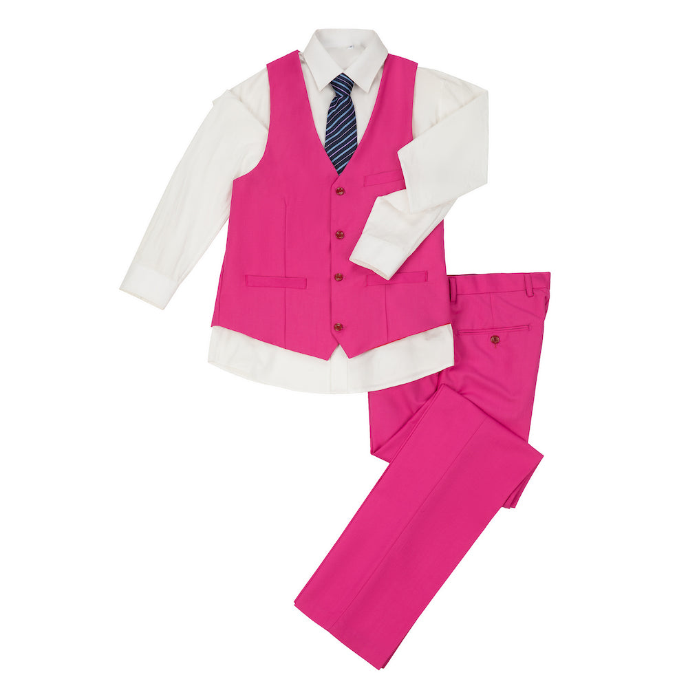 ly1363 Fuchsia Two Button Wedding 3 Pieces Slim Fit Men Suits