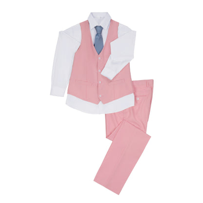 Ly1372 Traje de boda de 3 piezas de dos botones en color rosa para hombre