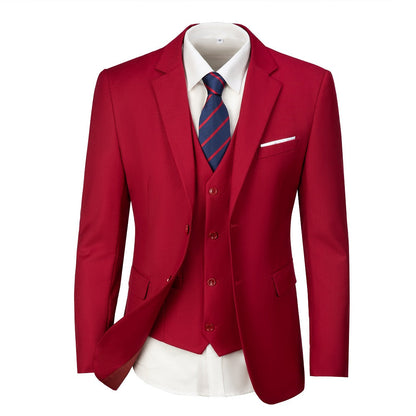 ly1665 Red Two Button Wedding 3 Pieces Slim Fit Men Suits