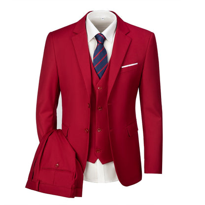 ly1665 Red Two Button Wedding 3 Pieces Slim Fit Men Suits