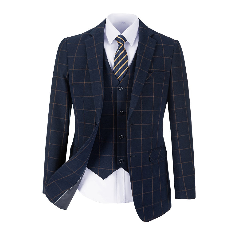 Blue Men's Blazer for Party, Wedding and Business ( Orange Plaid )