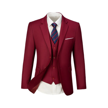 ly1477 Burgundy Two Button Wedding 3 Pieces Slim Fit Men Suits