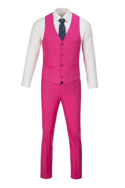 ly1478 Fuchsia Two Button Wedding 3 Pieces Slim Fit Men Suits