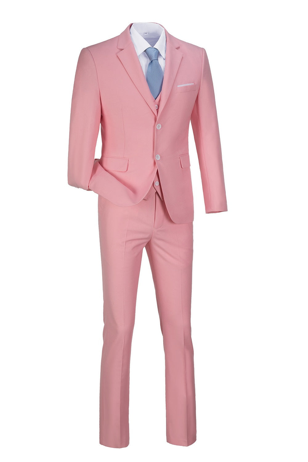 Pink Two Button Wedding 3 Pieces Slim Fit Men Suits