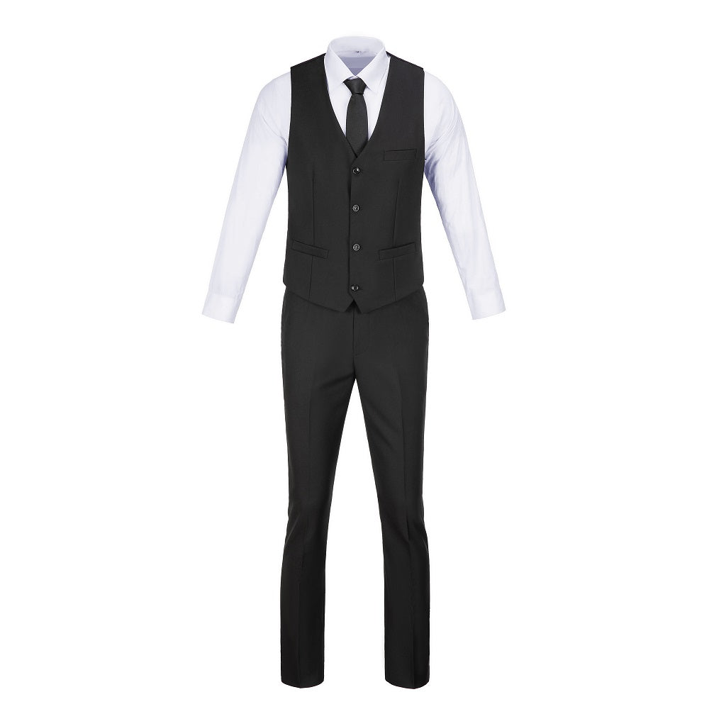 ly1380 Black Two Button Wedding 3 Pieces Slim Fit Men Suits