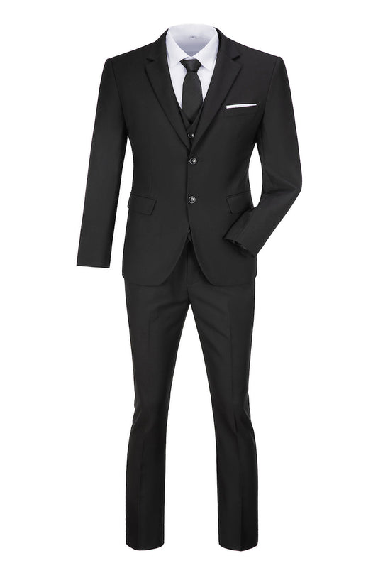 Black Two Button Wedding 3 Pieces Slim Fit Men Suits