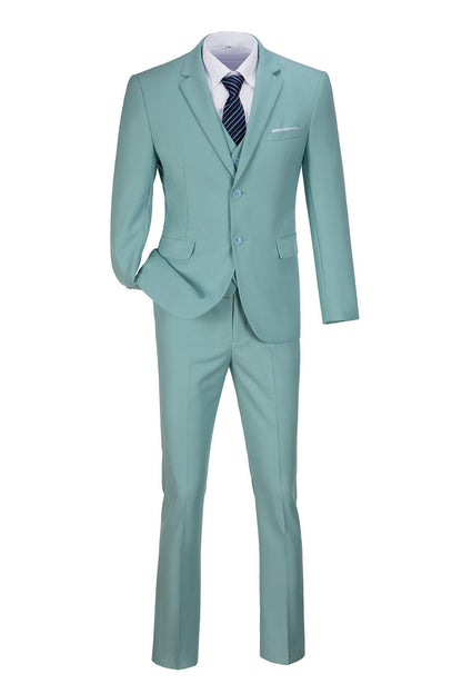 Mint Green Two Button Wedding 3 Pieces Slim Fit Men Suits