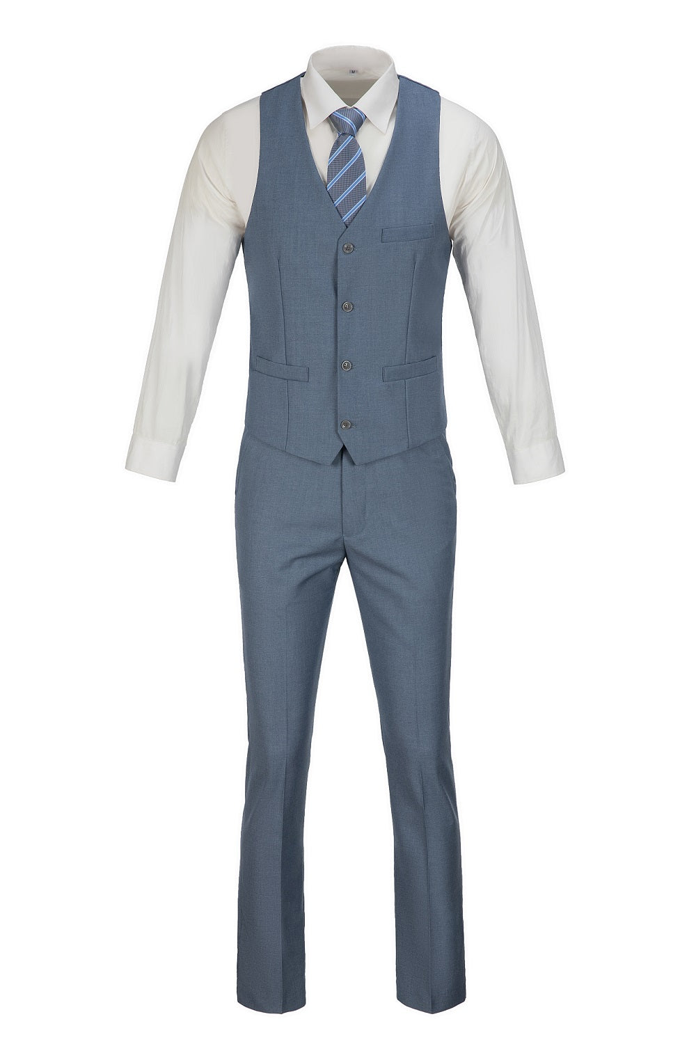 ly1474 Denim Blue Two Button Wedding 3 Pieces Slim Fit Men Suits