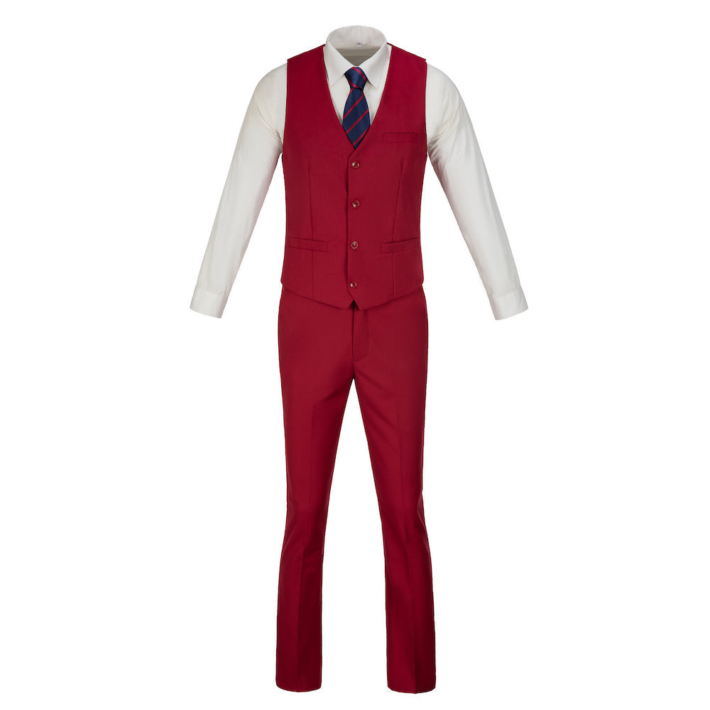 ly1378 Red Two Button Wedding 3 Pieces Slim Fit Men Suits