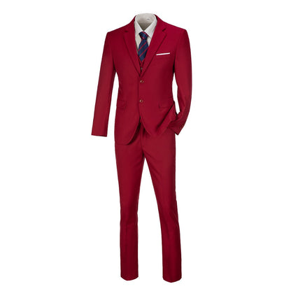 ly1665 Red Two Button Wedding 3 Pieces Slim Fit Men Suits