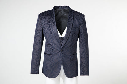 ly1518 New Arrival Unique Party Banquet 3 Piece Navy Patterned Men Suits