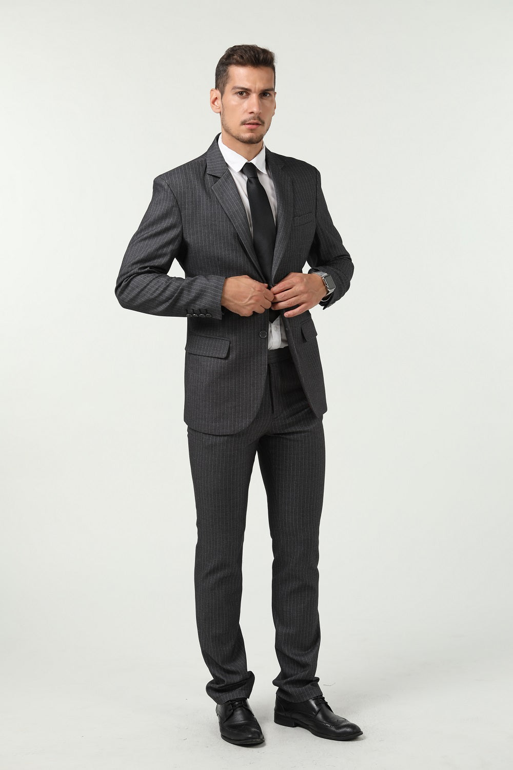 Grey Stripe Men's 3 Piece Set for Party, Wedding and Business