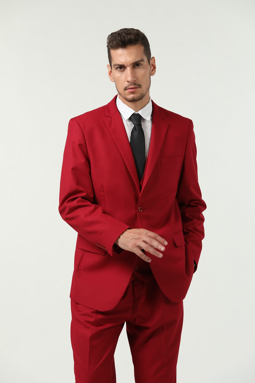 ly1665 Red Two Button Wedding 3 Pieces Slim Fit Men Suits