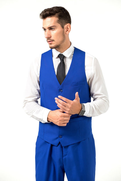 ly1700 Royal Blue Two Button Wedding 3 Pieces Men Suits