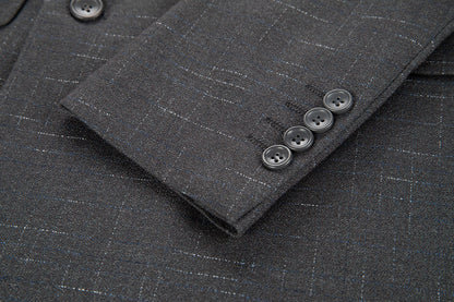 ly1656 Grey Plaid Men's Double Breasted  Blazer