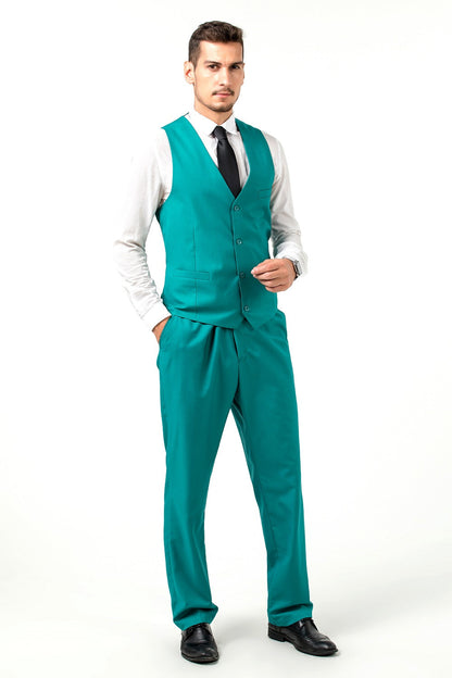 ly1693 Esmoquin verde con solapa con muesca para fiesta, banquete, trajes formales de 3 piezas para hombre