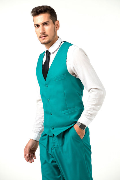 ly1693 Esmoquin verde con solapa con muesca para fiesta, banquete, trajes formales de 3 piezas para hombre