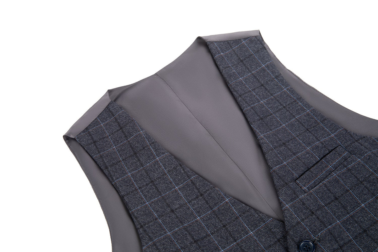 ly1634 Dark Grey Plaid Men's Vest for Party, Wedding and Business