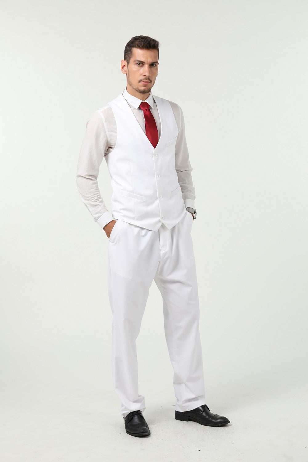 ly1401 White Two Button Wedding 3 Pieces Slim Fit Men Suits