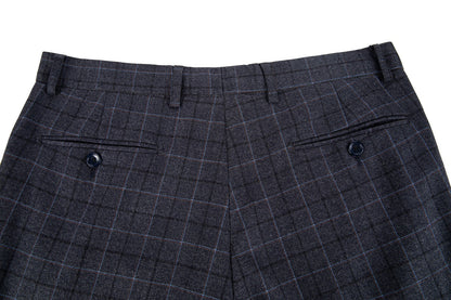 ly1633 Dark Grey Plaid Men's Pants for Party, Wedding and Business