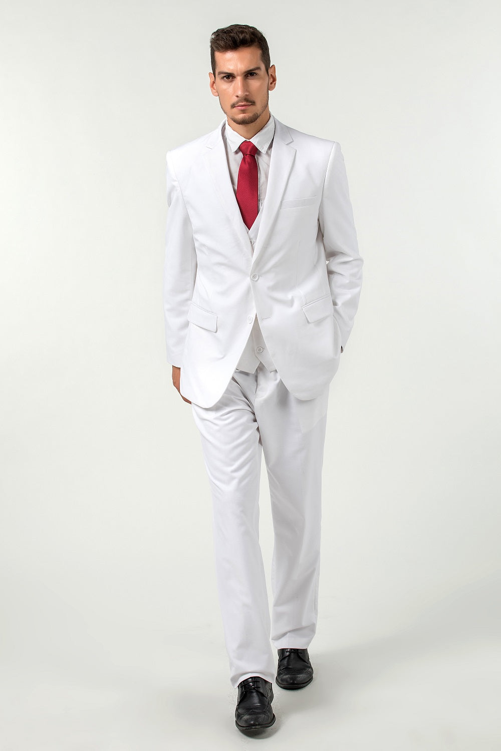 White Two Button Wedding 3 Pieces Slim Fit Men Suits