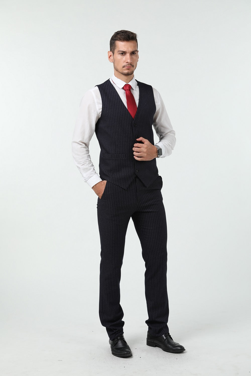 ly1521 Black Stripe Men's 3 Piece Set for Party, Wedding and Business