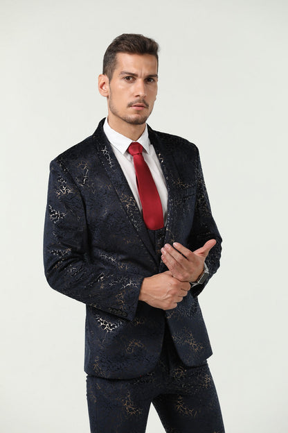 ly1517 New Arrival Navy Unique Patterned Party Banquet 3 Piece Men Suits