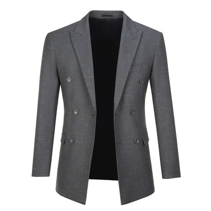 ly1656 Grey Plaid Men's Double Breasted  Blazer