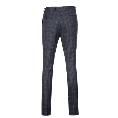 ly1633 Dark Grey Plaid Men's Pants for Party, Wedding and Business