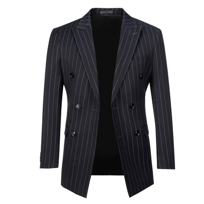 ly1628 Navy Stripe Men's 3 Piece Set Double Breasted Blazer Vest Pants for Party, Wedding and Business