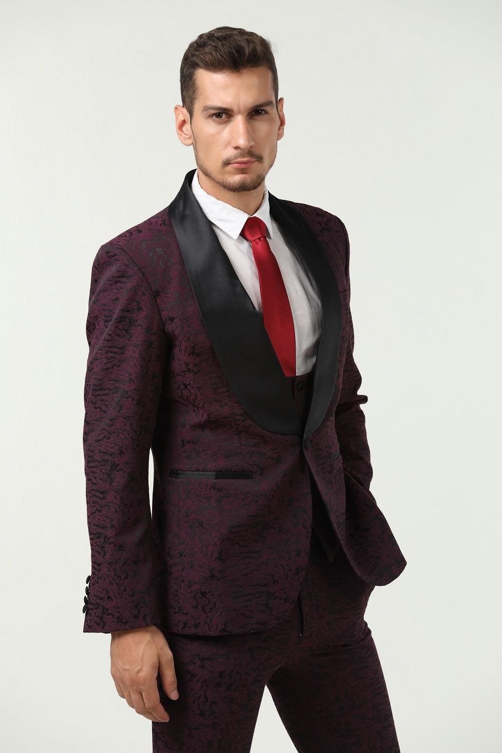 ly1505 New Arrival Purple Unique Patterned Party Banquet 3 Piece Men Suits