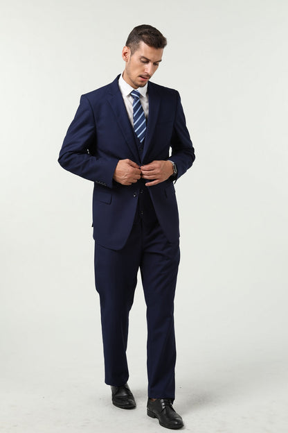 Navy Two Button Wedding 3 Pieces Slim Fit Men Suits