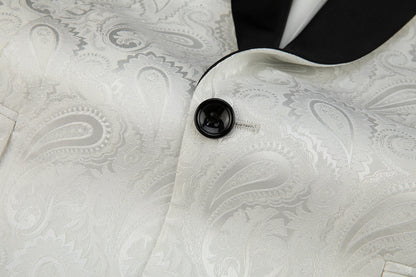 ly1332 White Patterned Wedding Prom Men's Blazer Tuxedos