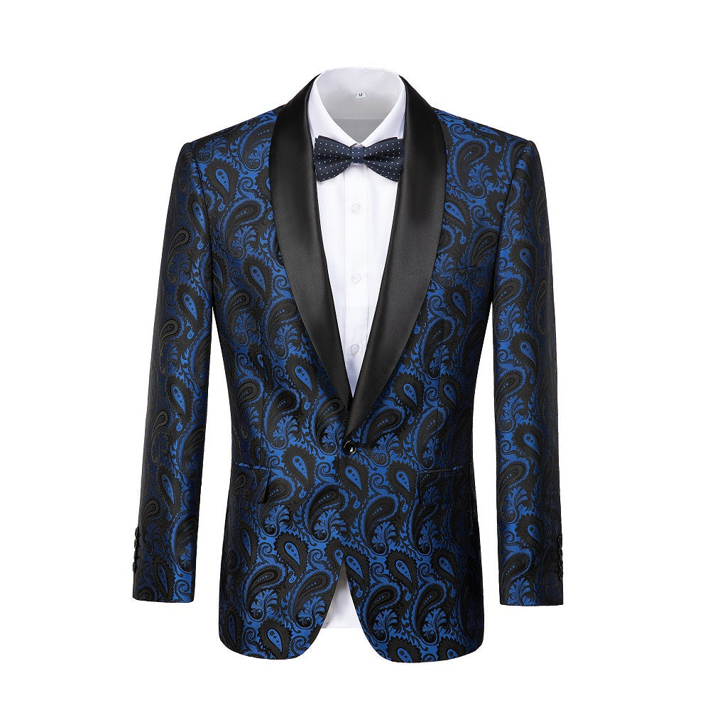 Royal Blue Unique Patterned Men's Blazer for Party, Wedding and Business