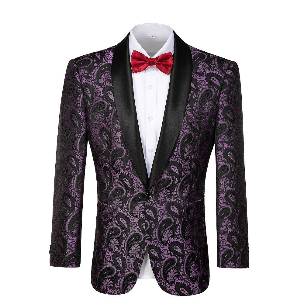 Purple Unique Patterned Men's Blazer for Party, Wedding and Business