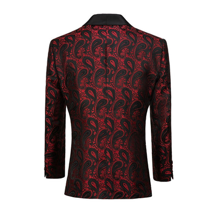 ly1413 Burgundy Unique Patterned Men's Blazer for Party, Wedding and Business