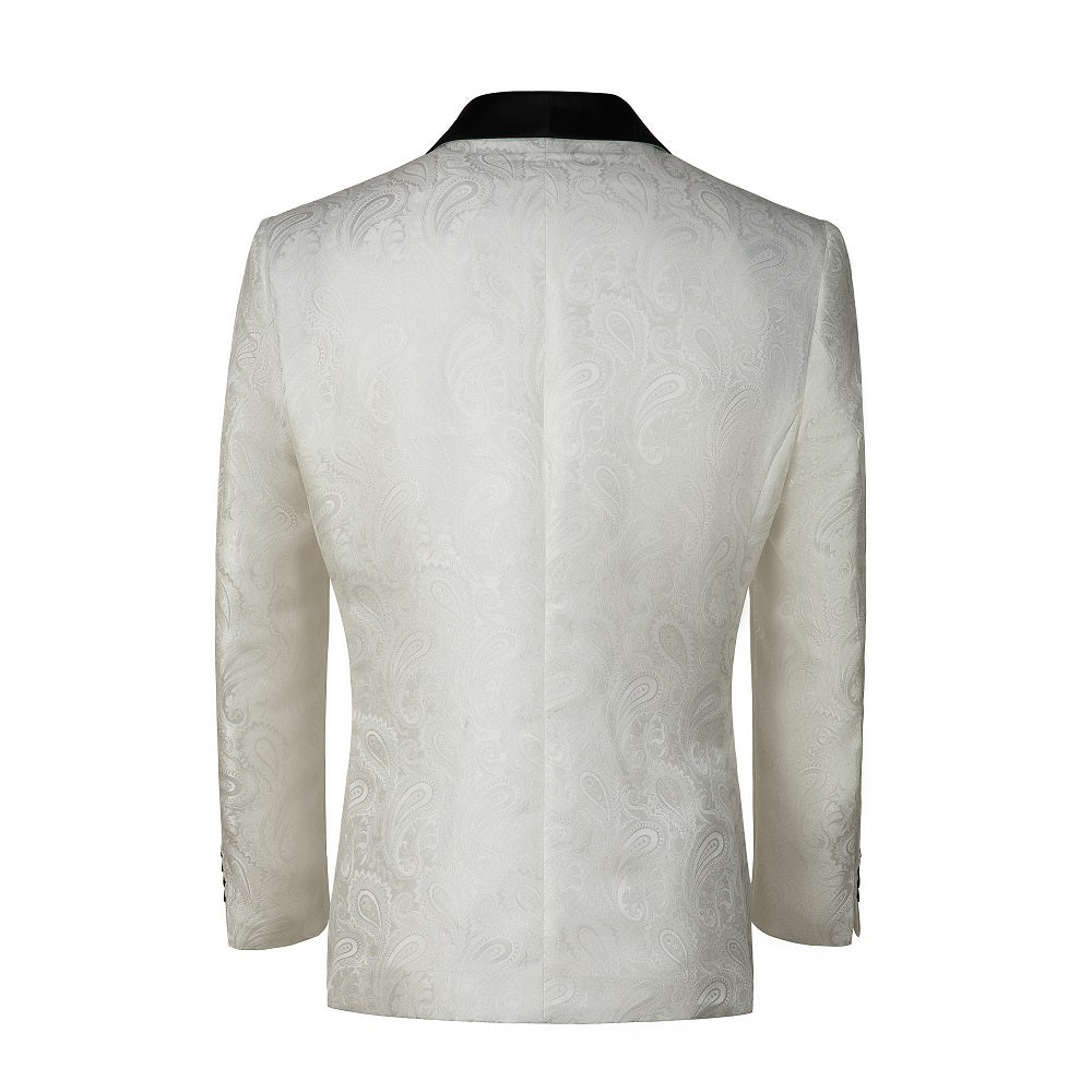 ly1332 White Patterned Wedding Prom Men's Blazer Tuxedos