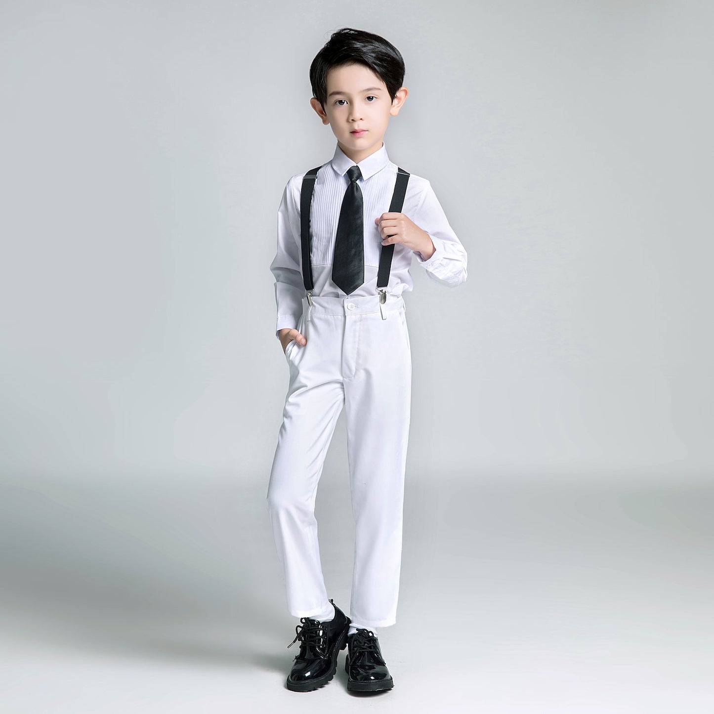 ly1227 White Tuxedo Kids Formal 5 Piece Boys Suits