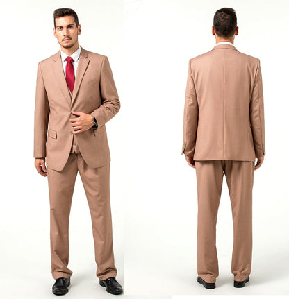 ly1699 Khaki Two Button Wedding 3 Pieces Slim Fit Men Suits