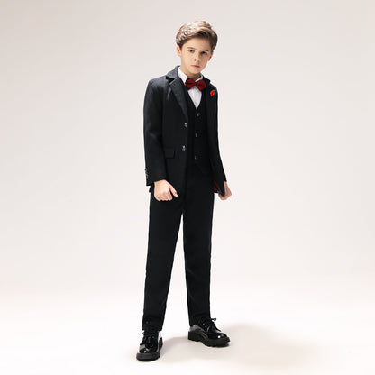 ly1272 Black Woolen Formal Kids 5 Piece Boys Suits