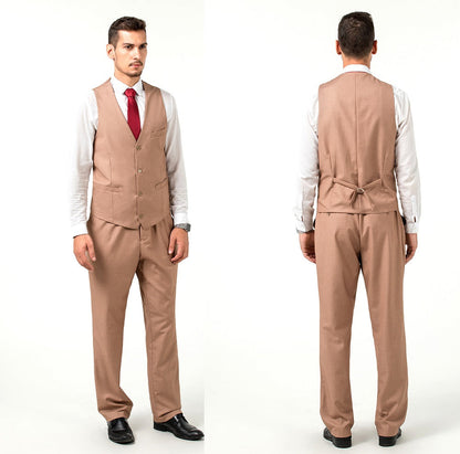 ly1699 Khaki Two Button Wedding 3 Pieces Slim Fit Men Suits