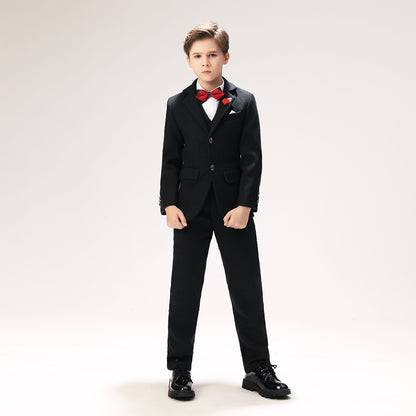 ly1272 Black Woolen Formal Kids 5 Piece Boys Suits