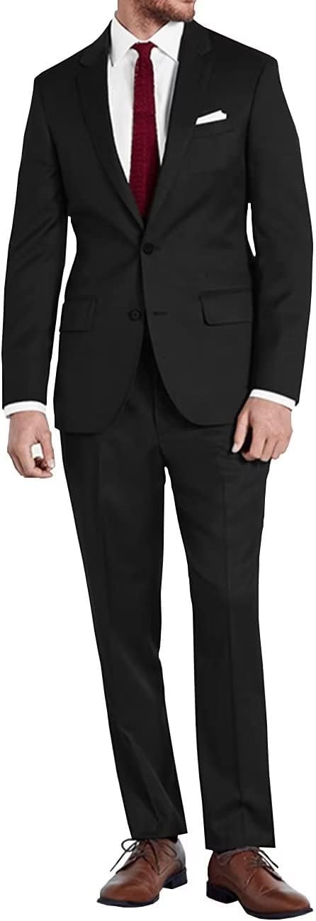 ly1780 Mens Slim Fit 2 Piece Suit Two Button Notched Lapel Solid Suit Jacket Pants Set Tuxedo for Prom