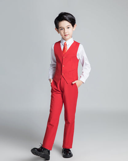 ly1225 Red Classic Suits Set 5 Piece Boys Suits