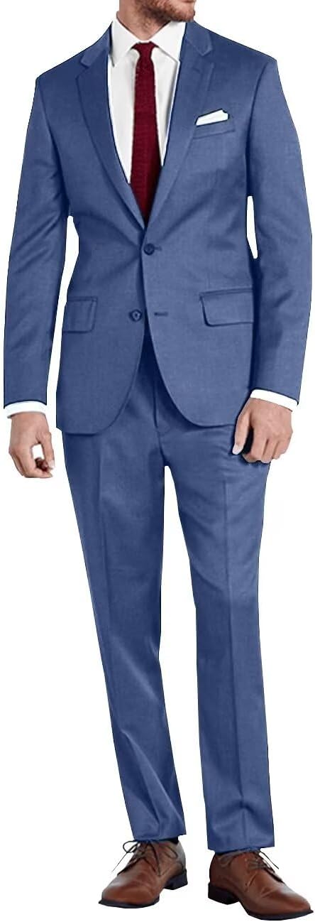 ly1780 Mens Slim Fit 2 Piece Suit Two Button Notched Lapel Solid Suit Jacket Pants Set Tuxedo for Prom