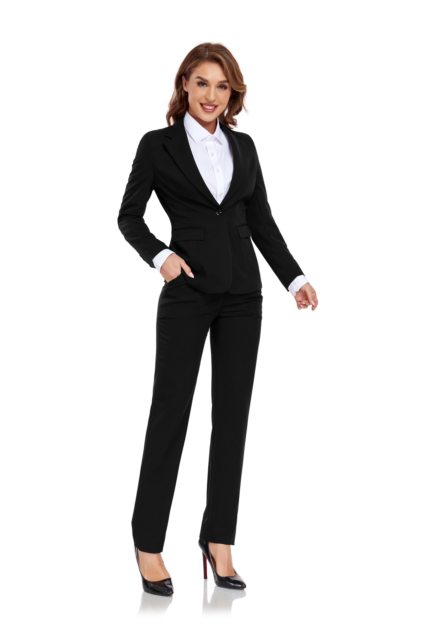 ly1384 Black Women's 2 Piece Office Work Suit Set