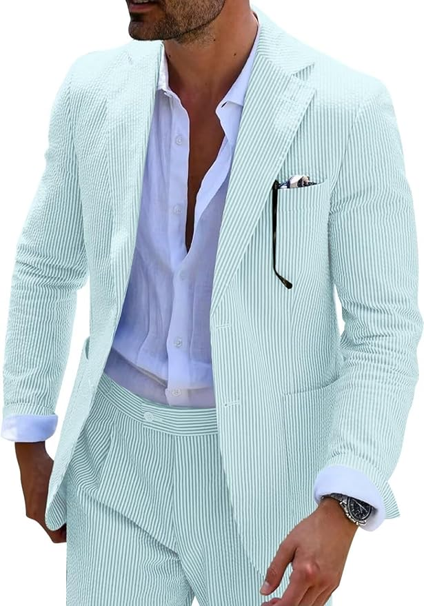 ly1136 Seersucker Striped Men's Summer Blazer