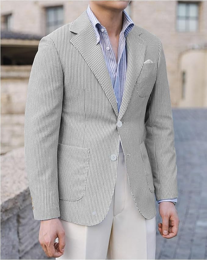 ly1132 Light Summer Seersucker Leisure Men Jacket