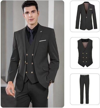 ly1170 Double Breasted Suit One Button 3 Piece Men's Suit