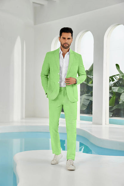 ly1114 Seersucker Striped Blazer Pants 2 Piece Men's Summer Suit